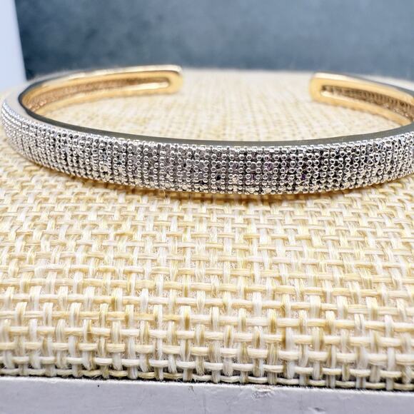 Vintage Gold Tone CZ Pave Cuff Bracelet Signed PAJ BB - Picture 9 of 9